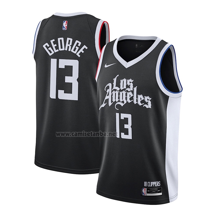 Camiseta Los Angeles Clippers Paul George #13 Ciudad 2020-21 Negro
